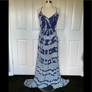 NWT Young Fabulous Broke Blue Tie Dye Wrap Dress